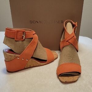 Donald Pliner Bellville Vibrant Coral Wedge Sandals
